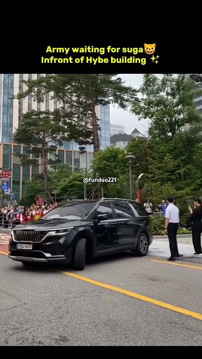 Army waiting for suga Infront of Hybe building 😺 #viral #jk #rm #taeghyung #jin #jimin #jhope