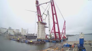 Timelapse inhijsen pijlers Zoutdam IJmuiden (Selectieve Onttrekking)