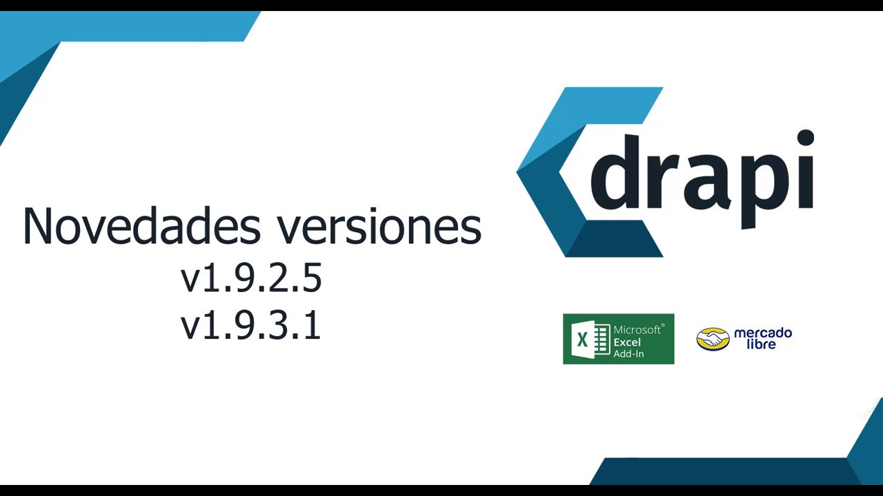 Drapi Nuevas funciones v1.9.3.1 - Drapi Add-in Excel-MercadoLibre - YouTube