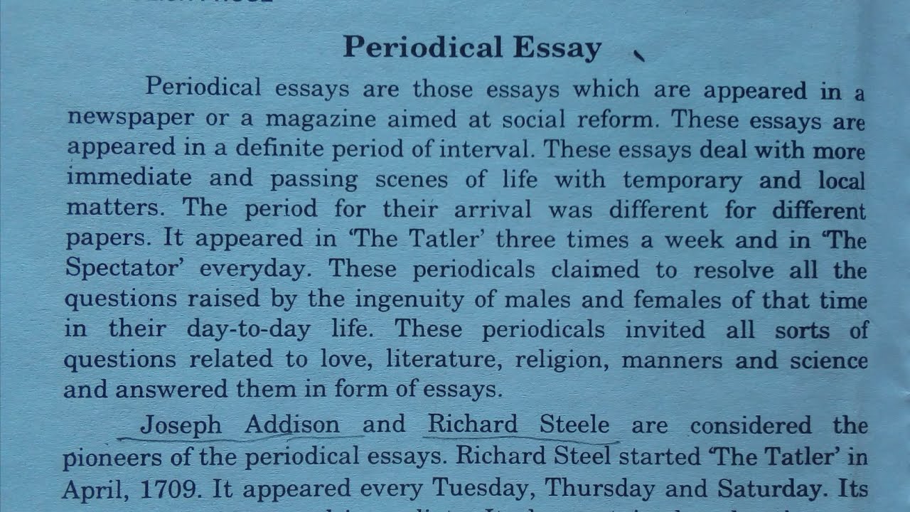characteristics of periodical essays