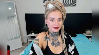 Y Blonde In Black Lingerie And Gown With Tattoos On Her Body - Tattoo And Piercing Model