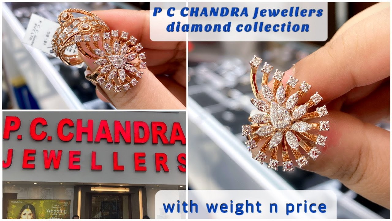 P. C. Chandra Jewellers 14k (585) Yellow Gold and American Diamond Ring for  Women : Amazon.in: Fashion
