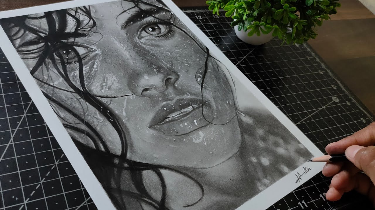 Hyper realism portrait drawing || Hyper relastic charcoal pencil ...