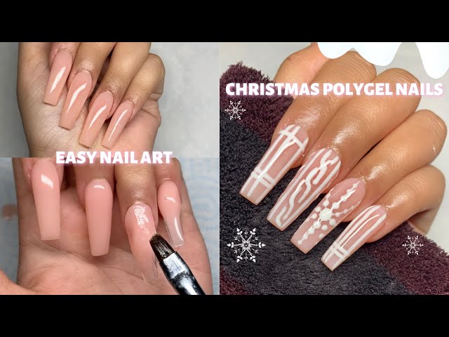 CHRISTMAS POLYGEL NAILS EASY BEGINNER FRIENDLY NAIL ART