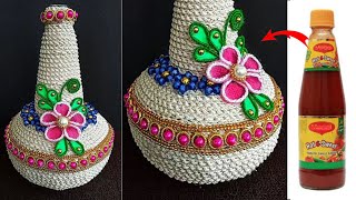Handmade Flower Vase Out Of Waste Sauce Bottle | Home Decor Idea Using Waste