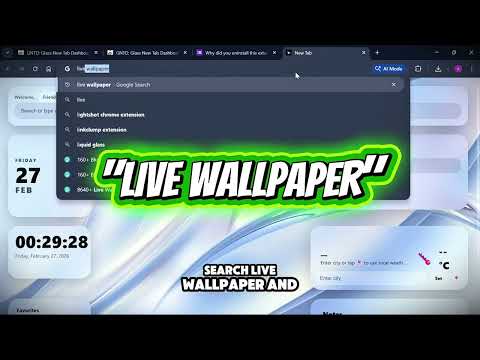 Turn Chrome Into a Live Wallpaper Browser | FREE Glass Tab Setup 😍
