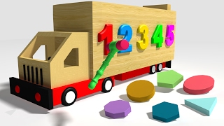 Learn Numbers and shapes with wooden truck toy for Toddlers,Children - Numbers and shapes for kids