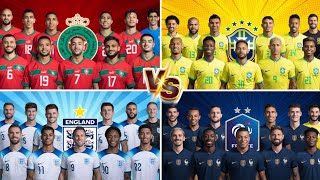 Brazil-2022 VS Morocco-2022 VS France-2022 VS England-2022🔥 Ultra Ultimate Comparison 💪