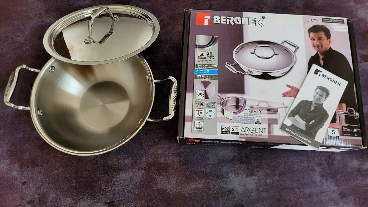 Bergner Argent Triply Kadai Best Kadai For Cooking Stainless Steel