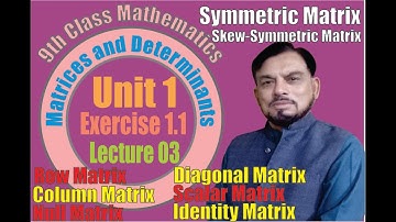 Definitions of Exercise 1.2| Unit 1 | Matrices and Determinants | Class 9th | 9th class Mathematics