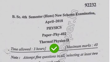 2018 Mdu BSc Physics Hons 4th Sem Thermal Physics Question Paper