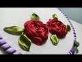 Very Easy And Simple Ribbon Art, Ribbon Embroidery Rose [Thêu hoa hồng cực đơn giản bằng ruy băng]