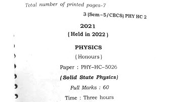 5th sem bsc physics hons question paper/solid state physics/gu physics hons question paper 2022