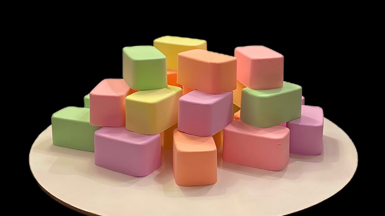 ASMR Baking Soda - Crushing Pastel Baking Soda Blocks 💖 Super Satisfying