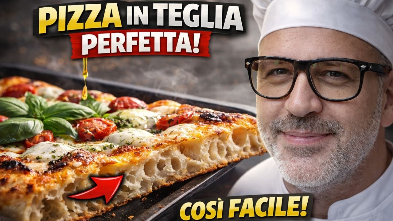 PIZZA IN TEGLIA CASA SUPER ALVEOLATA Alta Idratazione! Ricetta Facile Forno Domestico.