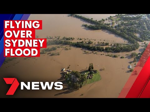 Flooded Sydney suburbs filmed from the 7NEWS helicopter - Tuesday 23rd March 2021 | 7NEWS