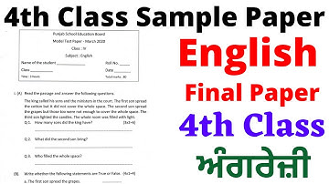 PSEB 4TH CLASS | ENGLISH | BOARD MODEL TEST PAPER|  QUESTION & ANSWERS I FULLY SOLVED| PSEB 2021