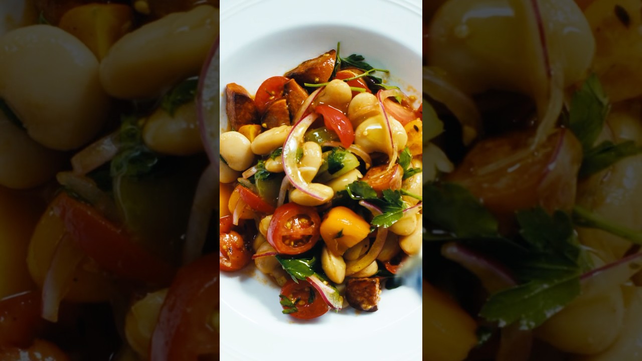 Butterbean, tomato, and chorizo salad