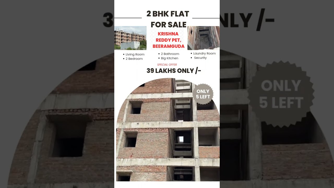 39 Lakhs Only || New 2 Bhk Flat For Sale in #Beeramguda#2bhk flat for sale #masterpropertis