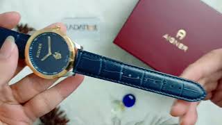 Aigner Livorno Blue Dial Blue Leather, Case Silver-D