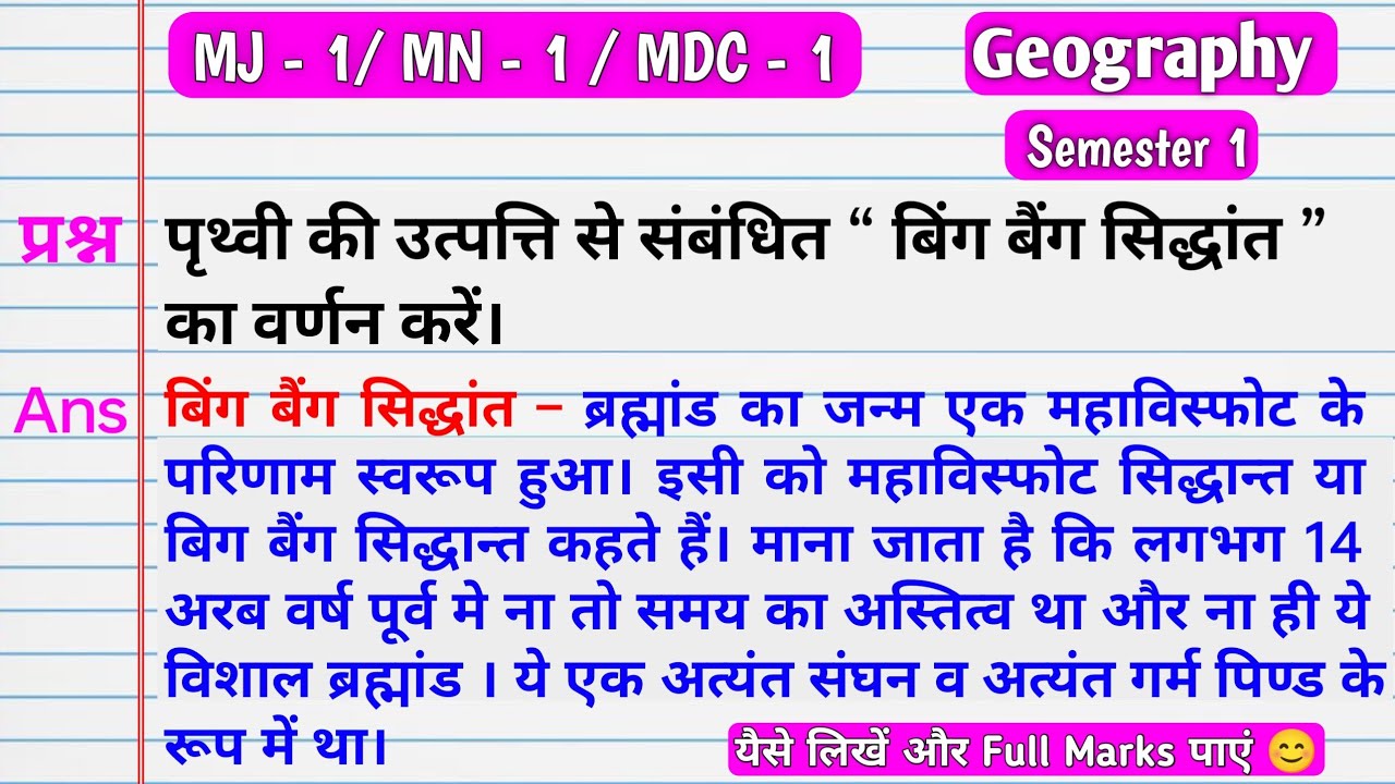 बिग बैंग सिद्धांत। Big Bang theory। Prithvi ki utpati se sambandhit big bang sidhhant ka varnan Kre