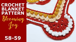 Blooming Joy Crochet Blanket Pattern Tutorial / Rounds 58-59