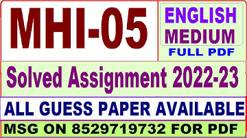 mhi 05 solved assignment 2022-23 / mhi 5 solved assignment in english / ignou ma history