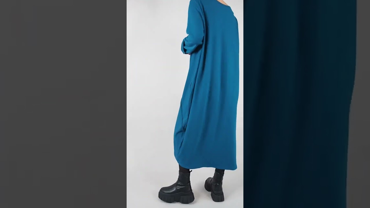 Made in Italy Sandbar Raw Seam Pocketed Cocoon Dress Lagoon