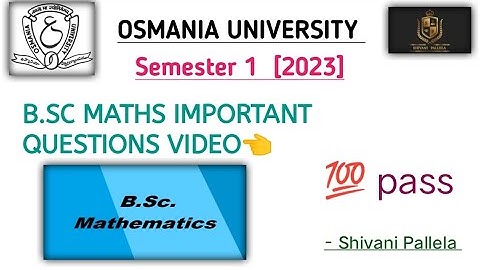 BSC | MATHEMATICS | DEGREE | SEMESTER 1 | OU | 2023 | IMPORTANT QUESTIONS 💯 | @shivanipallela