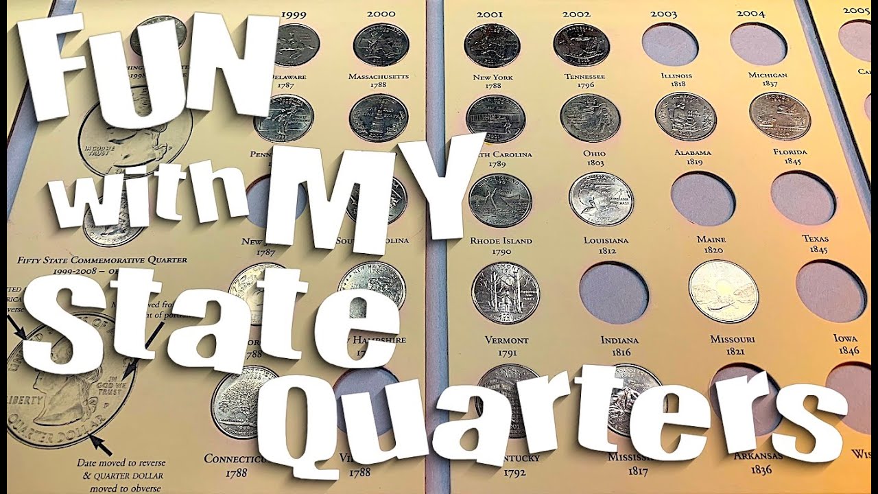 FUN with American State quarters coins ... filling up a Littleton coin ...