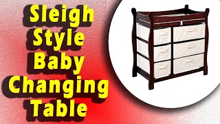 Sleigh Style Baby Changing Table with 6 Storage Baskets and Pad