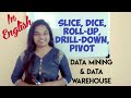 OLAP Operations in Data Warehouse | Slice Dice Roll-up Drill-down Pivot | Example of location, time