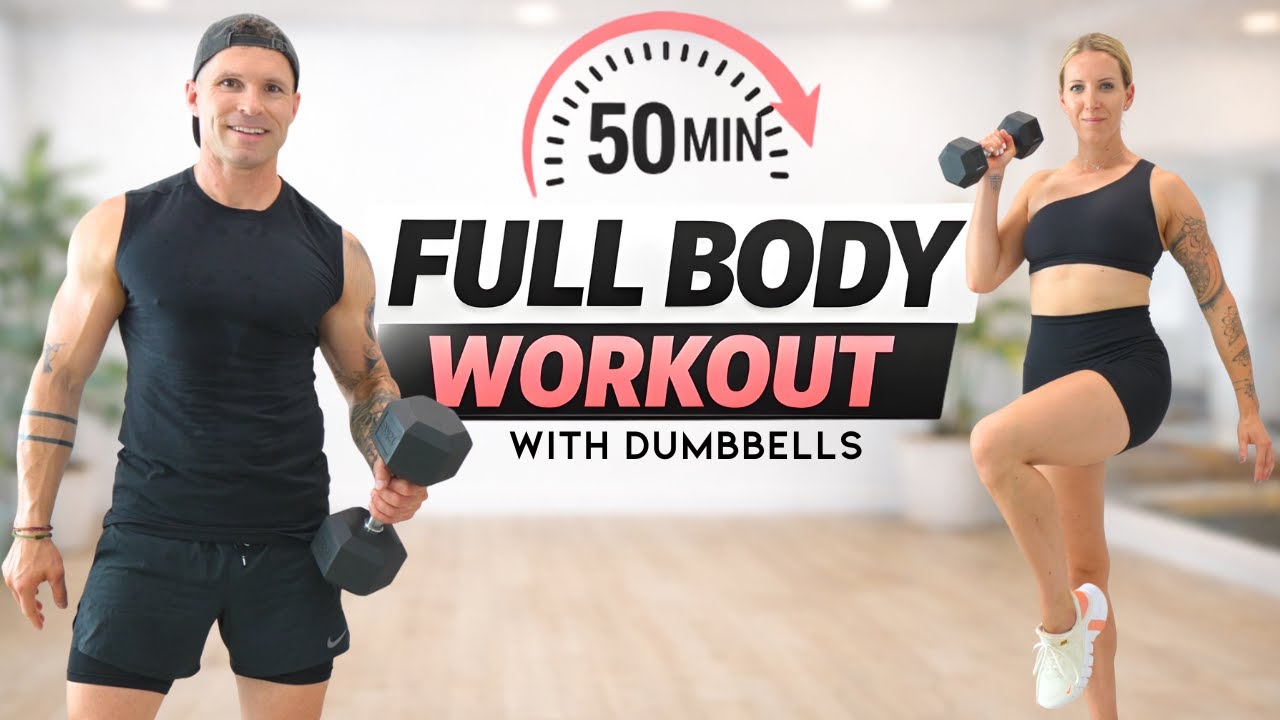 50 Min FULL BODY POWER WORKOUT - Build Strength & Muscle at Home with Dumbbells
