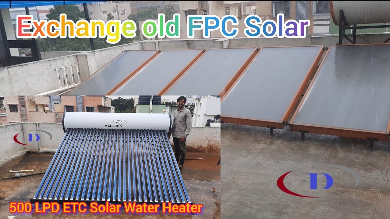 Exchange FPC solar water heater to ETC - YouTube