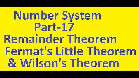 Number System Remainder Theorem Fermat