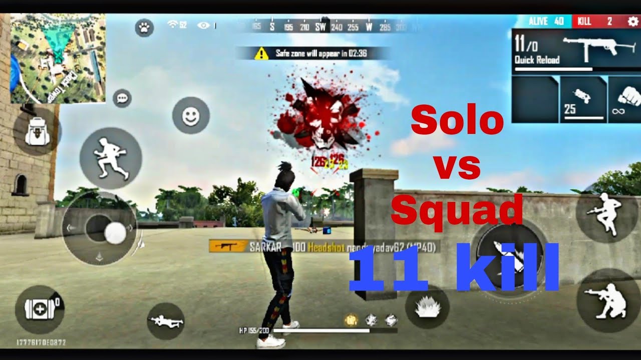 Solo vs squad 😍🤔🥰 Gameplay with 11 kill in Garena Free Fire - YouTube