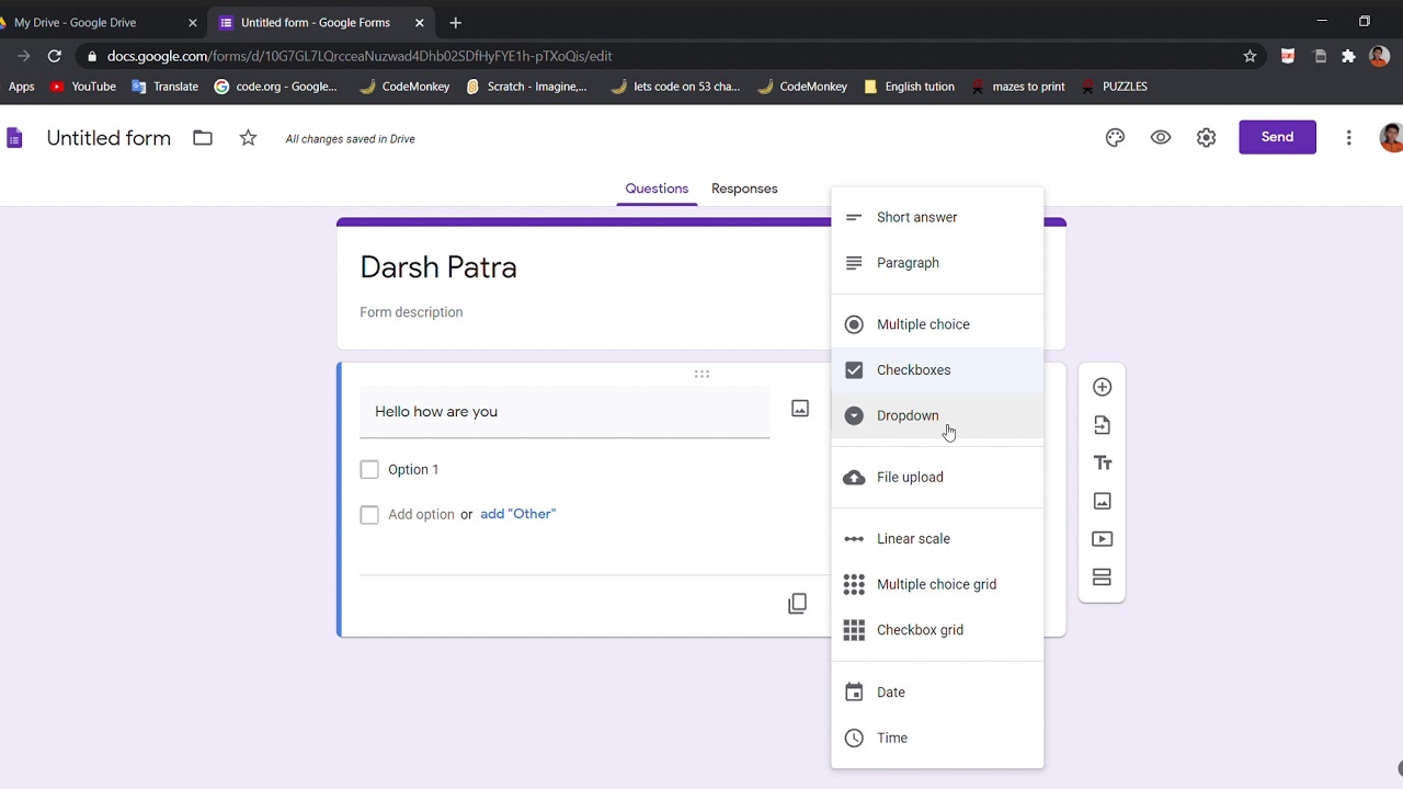 How to make a google form for your students - YouTube