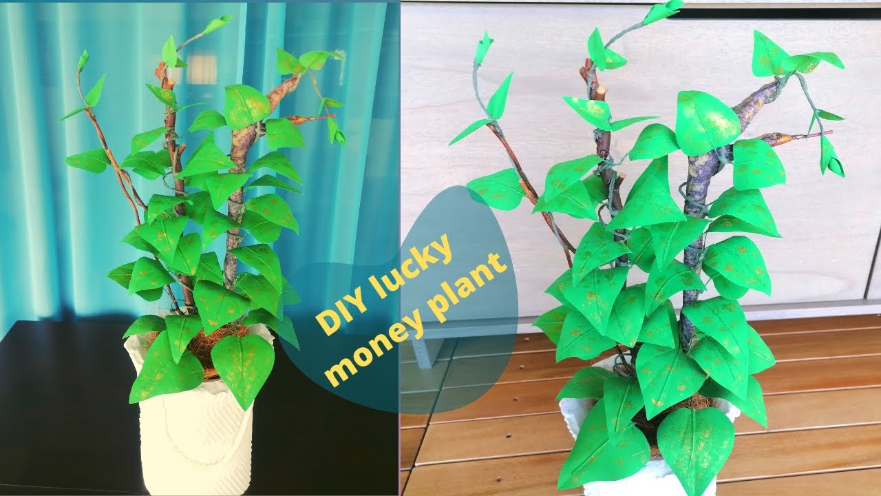 How to make Artificial lucky money plant DIY Money plant YouTube