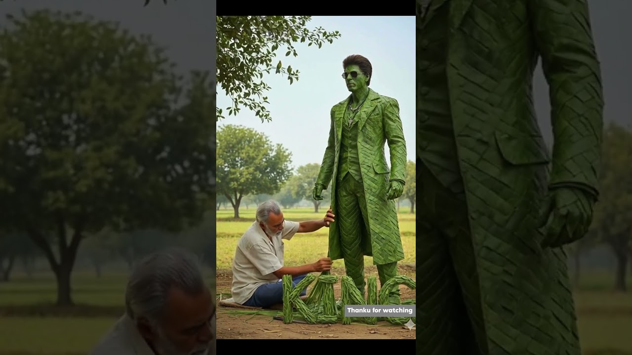 Srk from palm leaves 🌿 | Wood crafting | srk sculpture #srk #ai #craft
