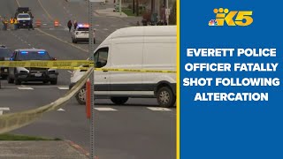 Everett police officer fatally shot following altercation in parking lot
