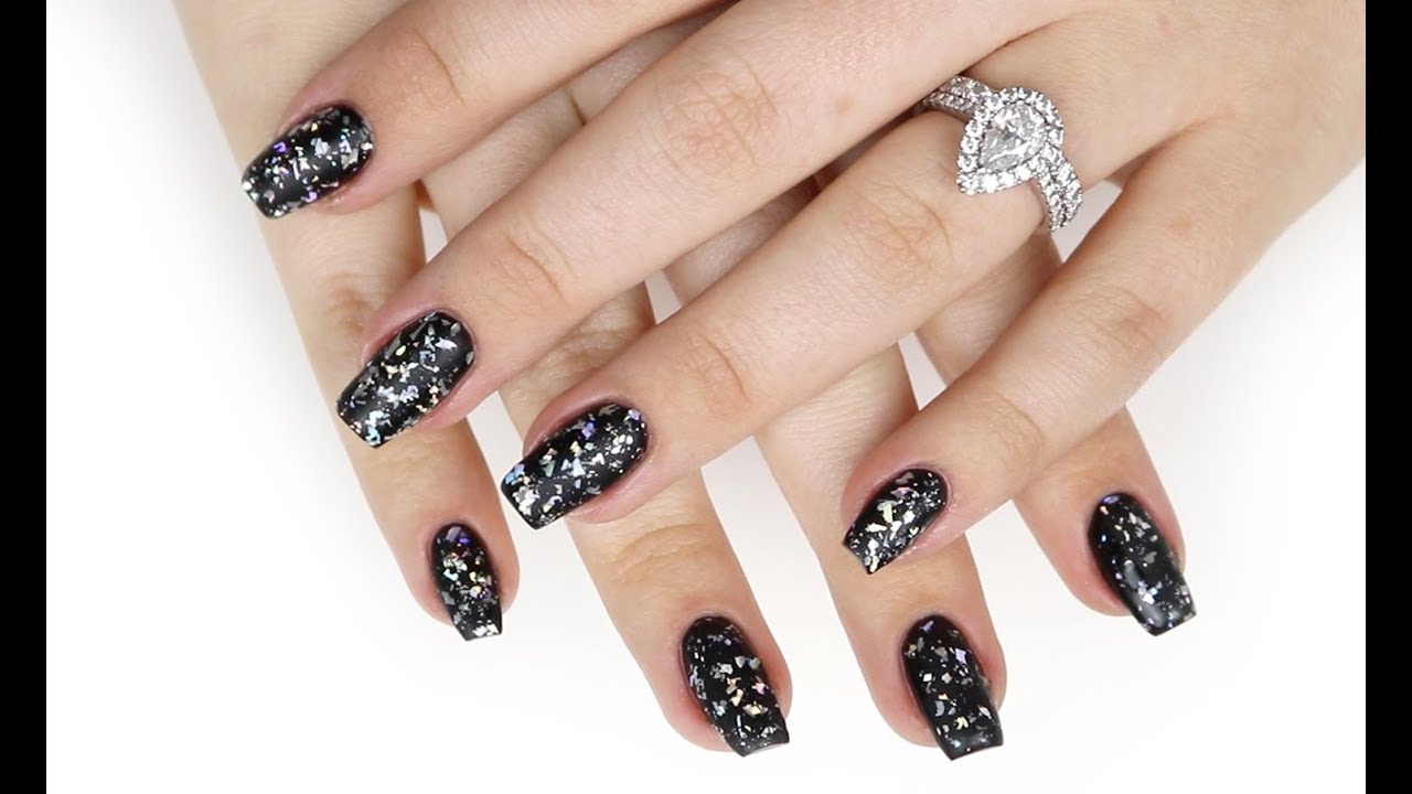 9. Black and Holographic Nail Design - wide 9