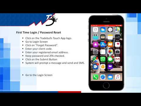 Tradebulls Touch Trading mobile app. First Time Login and Password Reset demo