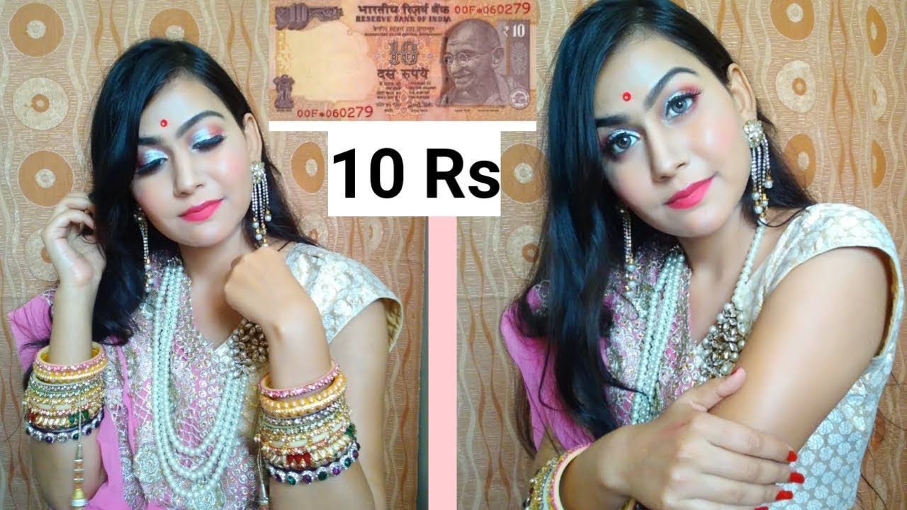 Karwa Chauth Makeup Under 10Rs // 10 रुपये मे करवा चौथ मेकअप // Reena tanwar//