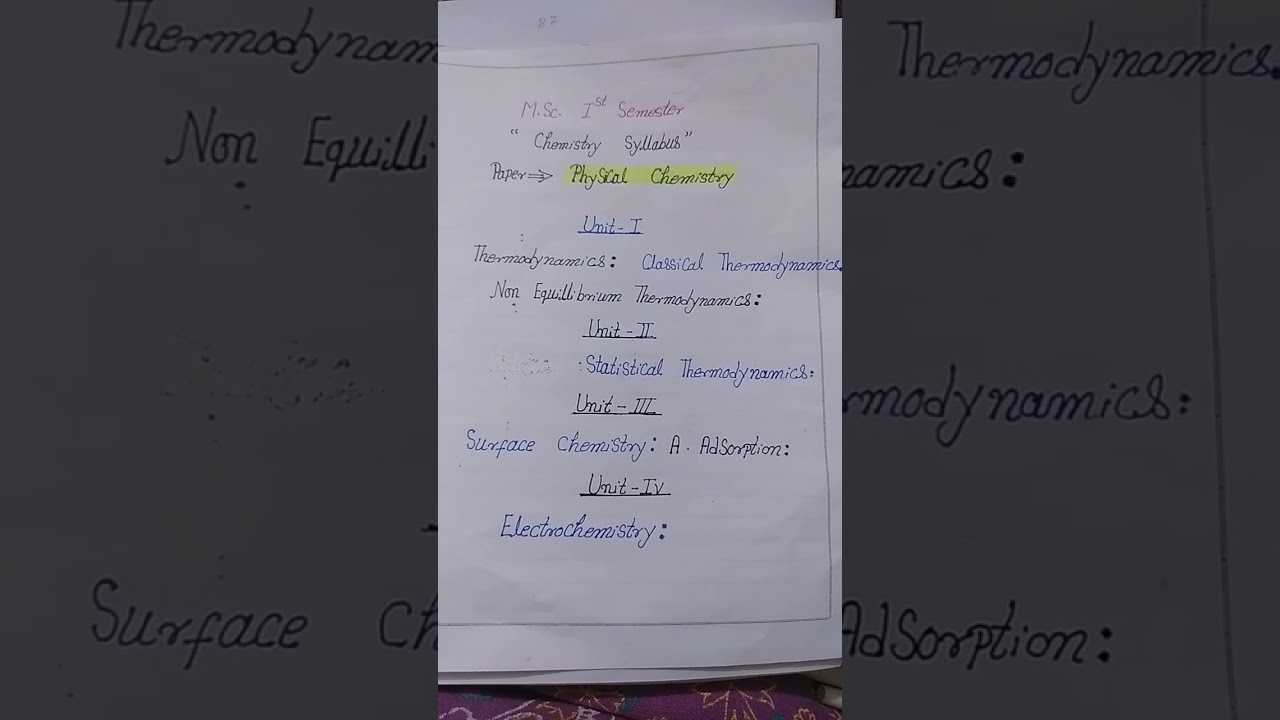 Msc.1-👉Semester Chemistry Syllabus(Physical- chemistry)