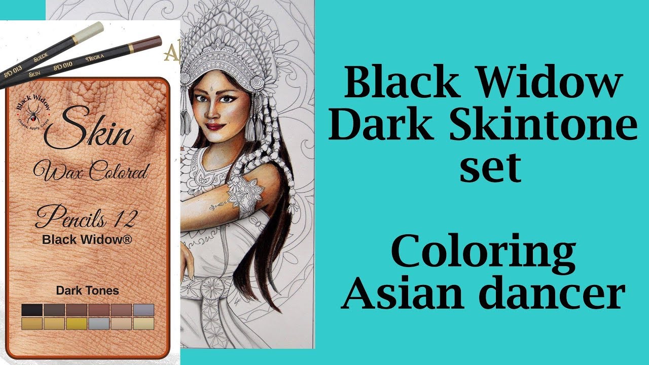 Dark Skin tone set of Black Widow pencils. Trying for the first time 