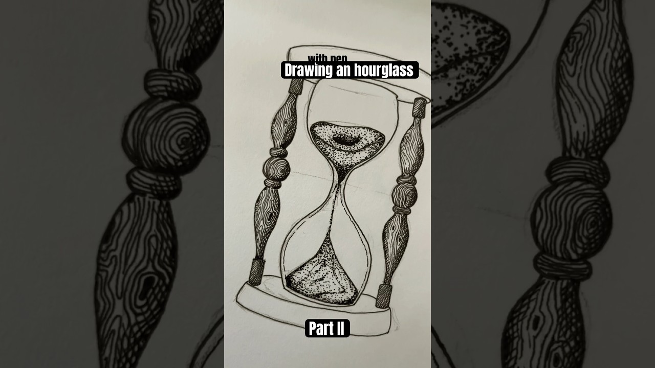 PART 2: How to draw an hourglass with pen: Adding the sand texture ⏳ 