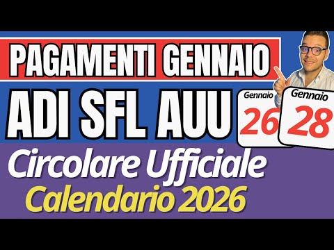 Video PAGAMENTI GENNAIO 2026 ? ASSEGNO DI INCLUSIONE SFL AUU ? CALENDARIO UFFICIALE ? Novità Rinnovi