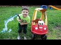 Caleb Pretend Play Car Wash with Little Tikes Cozy Coupe Ride on Toy