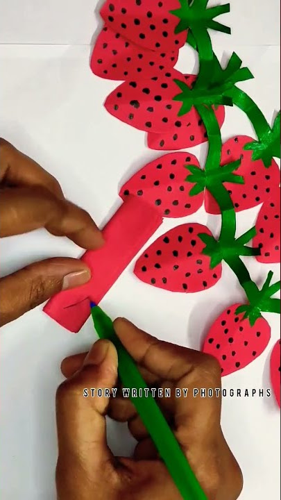 paper strawberry Garland #papercraft #diy #craft idea for school project #shorts #art #trending