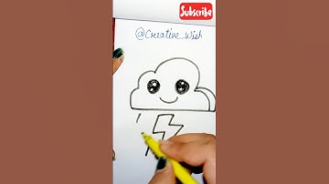 HOW to draw Cute thunderstorm ⛈️💯 #creativewish #trending #shorts #viral #thunderstorm #drawing
